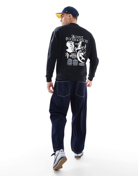 ASOS DESIGN oversized sweatshirt with abstract back print in black