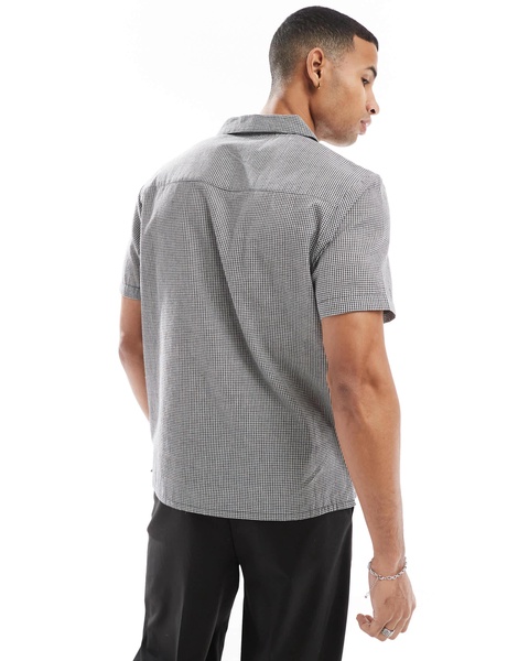 Another Influence gingham check short sleeve shirt in charcoal
