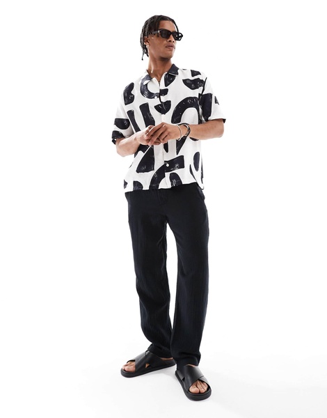 Bershka geometric patterned shirt in white