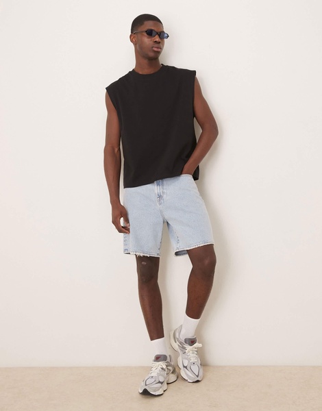 ASOS DESIGN relaxed boxy heavyweight 240gsm tank in black