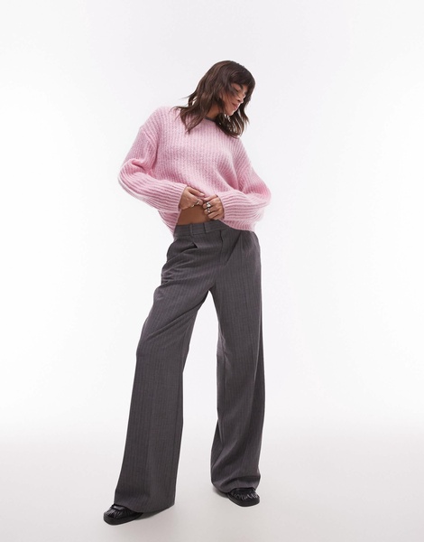 ARKET rich wool knit sweater with mohair in pink