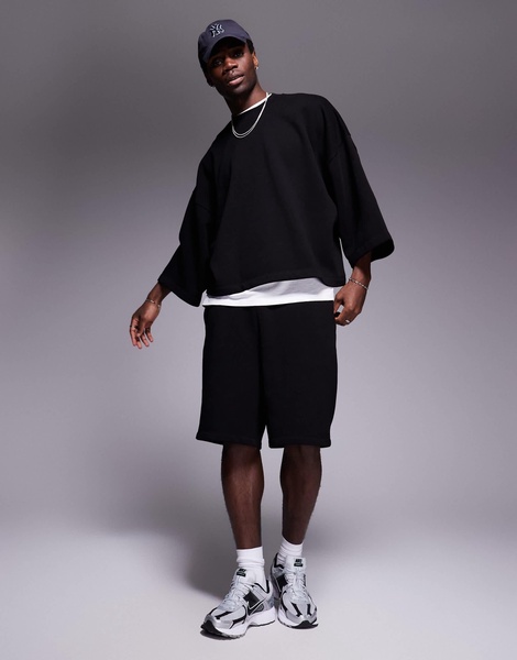 ASOS DESIGN oversized sweatshirt fabric T-shirt in black - part of a set