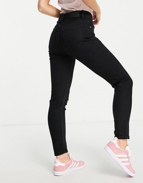 Bershka Petite high waist skinny jean in black