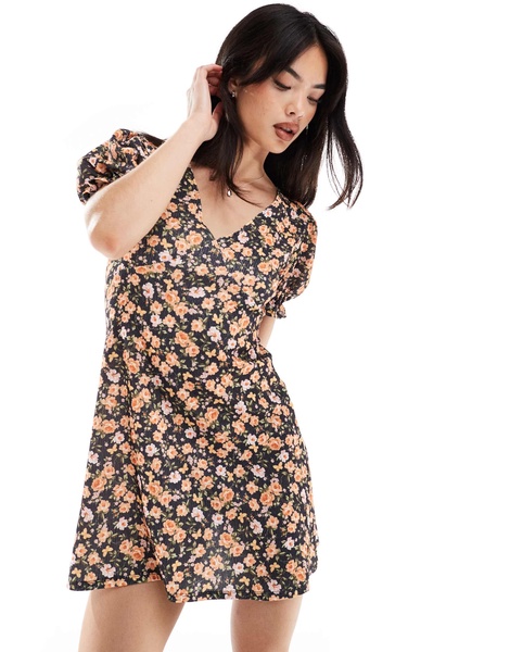 Miss Selfridge jersey printed mini tea dress with puff sleeves