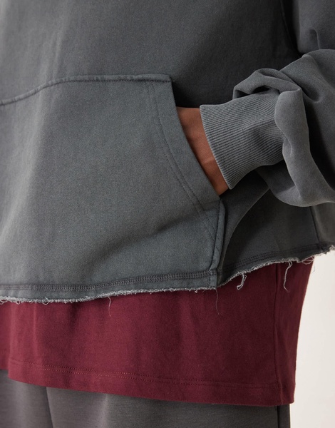 ASOS DESIGN oversized cropped sweatshirt with raw hem in charcoal