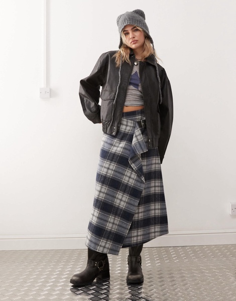 COLLUSION distressed faux leather jacket in brown