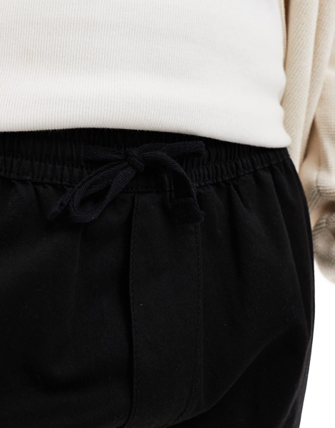 Brave Soul twill pants with elastic waist in black