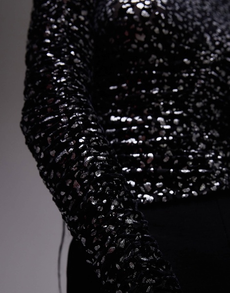 AllSaints Eris long sleeve top in leopard