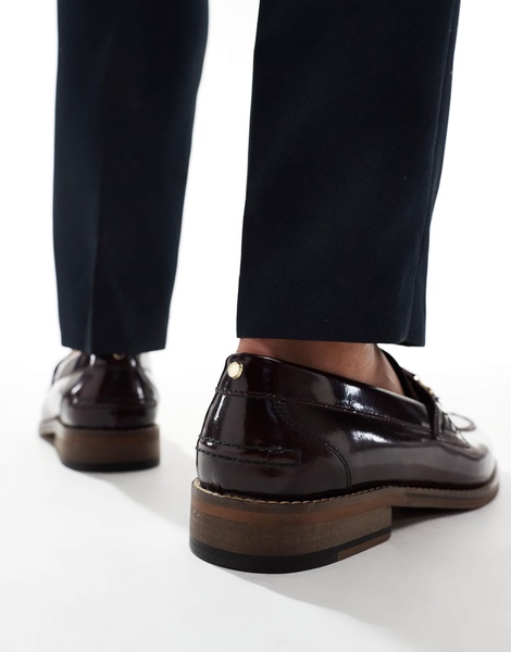 ASOS DESIGN loafers in burgundy leather with tassel