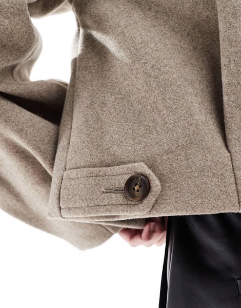 ASOS DESIGN top collar jacket in mushroom