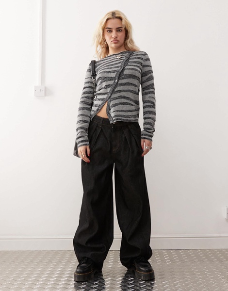 COLLUSION zebra cardigan in black