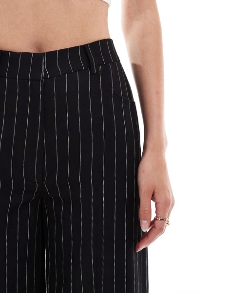 ASOS DESIGN Tall relaxed straight leg pants with 5 pocket detail in black stripe