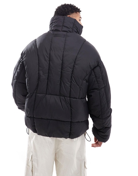 Jack & Jones Premium vertical panel puffer jacket in black
