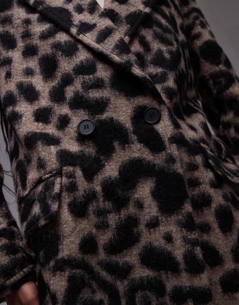 AllSaints Mabel wool blend coat in leopard
