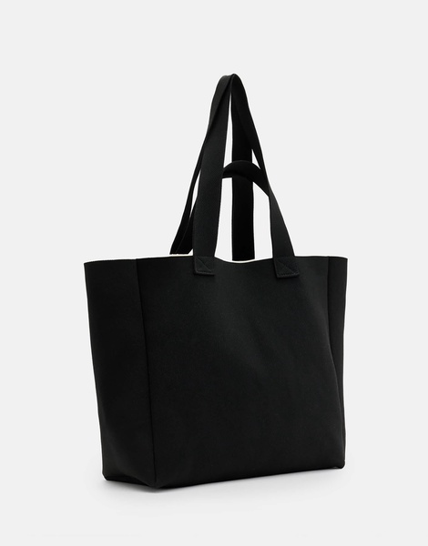 AllSaints Izzy medium knit tote bag in black