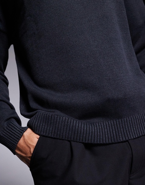 ASOS DESIGN washed relaxed knit crew neck sweater in black