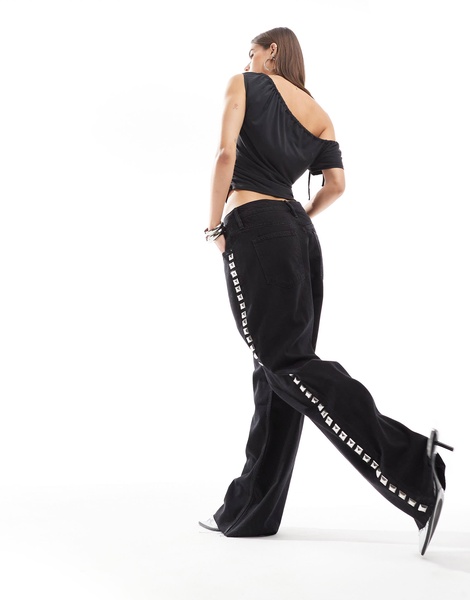 AllSaints Blake stud straight jeans in black