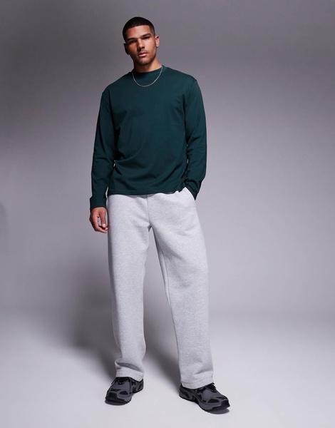 ASOS DESIGN essential relaxed long sleeve t-shirt in dark green