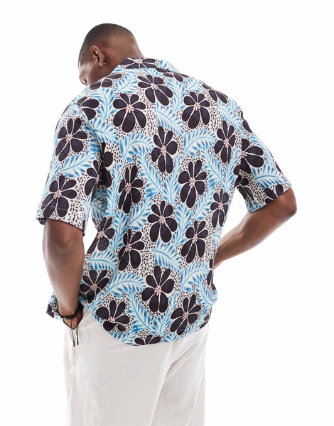 ASOS DESIGN relaxed camp collar shirt with floral retro print