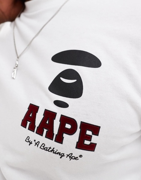 Aape By A Bathing Ape logo long sleeve t-shirt with back print in white