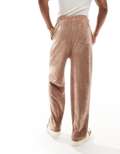 ASOS DESIGN oversized velour sweatpants in brown - part of a set