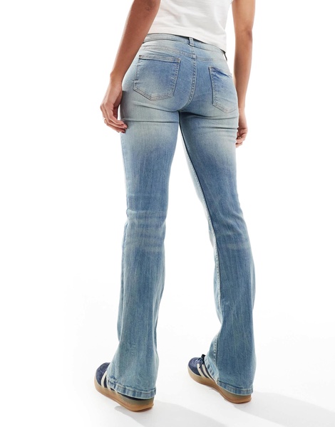 Bershka low rise bootcut jeans in light blue dirty wash