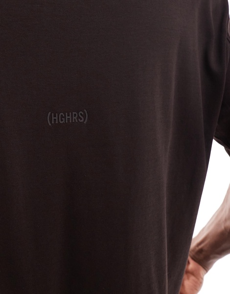 Bershka tonal back print boxy T-shirt in brown