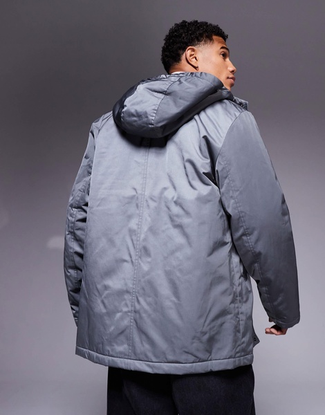 ASOS DESIGN borg lined parka in gray