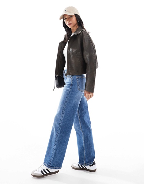 ASOS DESIGN Petite comfort stretch straight leg jeans in authentic dark mid blue