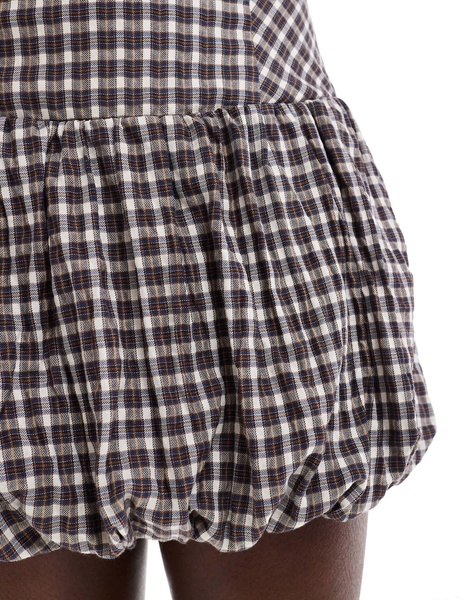 Bershka puffball mini dress in black & white plaid