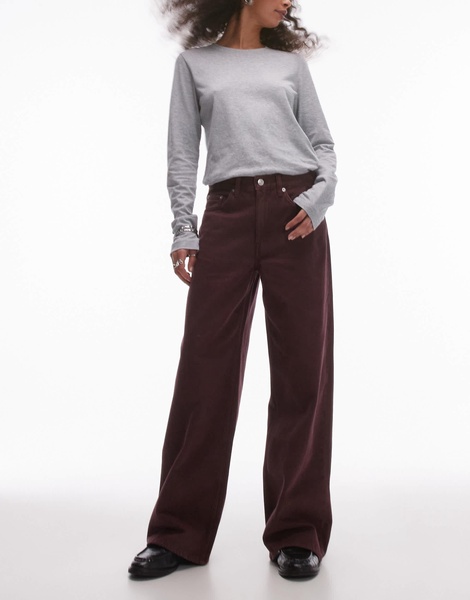 ARKET Cloud low rise baggy wide leg jeans in washed burgundy