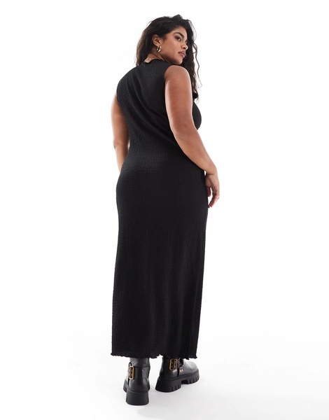Vero Moda Curve sleeveless textured maxi dress in black