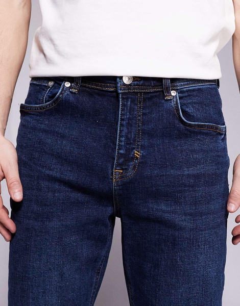 River Island straight fit jeans in dark wash blue