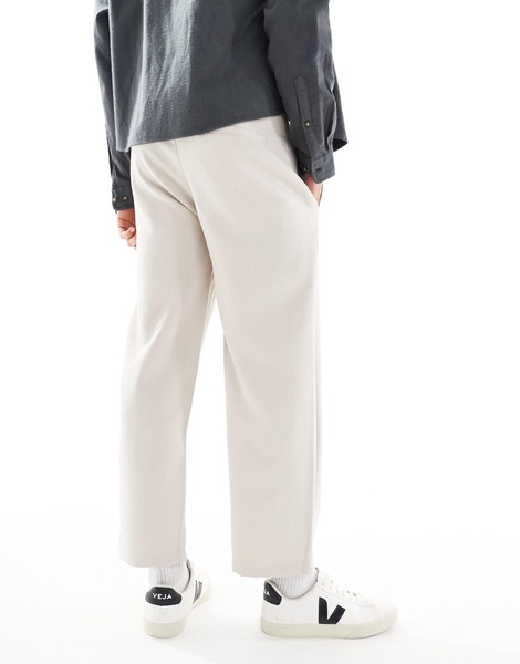 Bershka wide leg tailored pants in beige