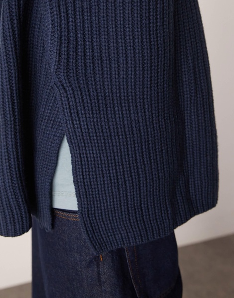 ASOS DESIGN oversized wool mix heavyweight rib sweater in navy