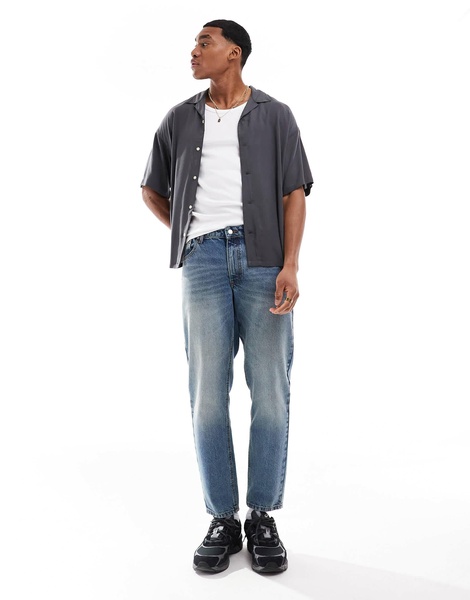 ADPT oversized revere collar shirt in gray
