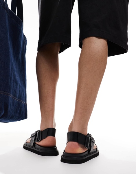 ASOS DESIGN two strap sandals in black