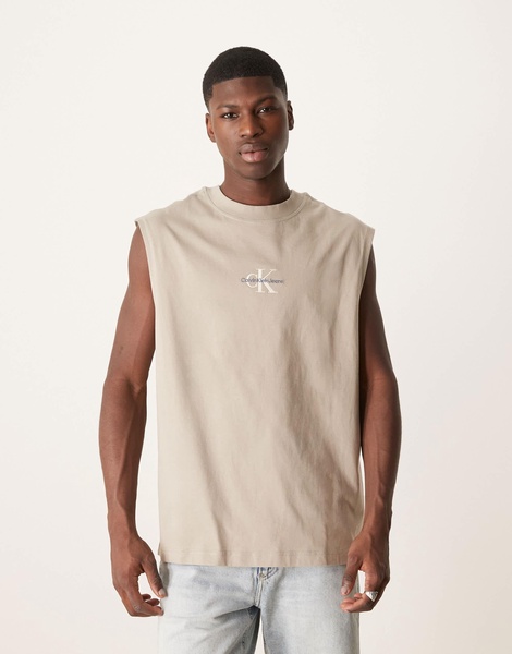 Calvin Klein Jeans monologo tank top in stone
