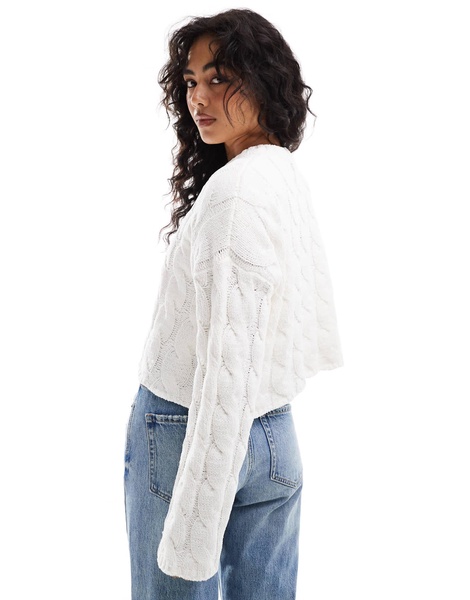 Bershka cable sweater in ecru