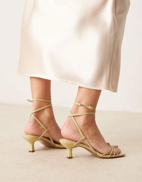 ASOS DESIGN Hammock strappy kitten heel sandals in pistachio