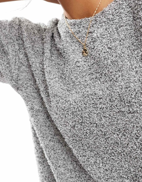 ASOS DESIGN boucle oversized t-shirt in charcoal