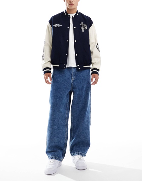 Bershka standard fit jeans in mid blue