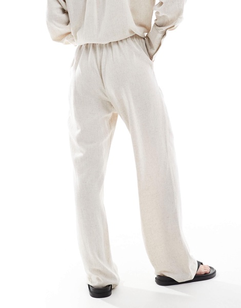4th & Reckless linen blend tie waist wide leg pants in beige - part of a set