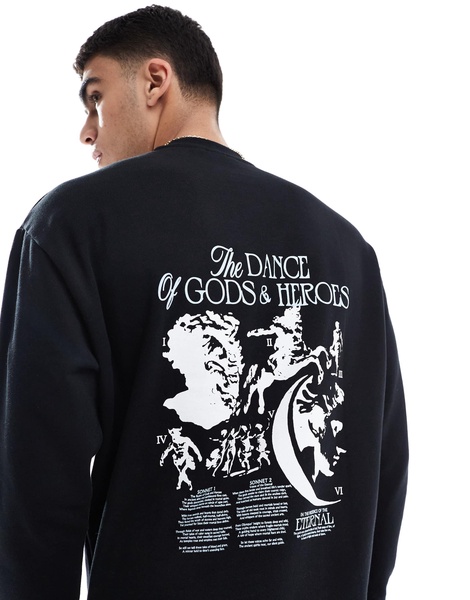 ASOS DESIGN oversized sweatshirt with abstract back print in black