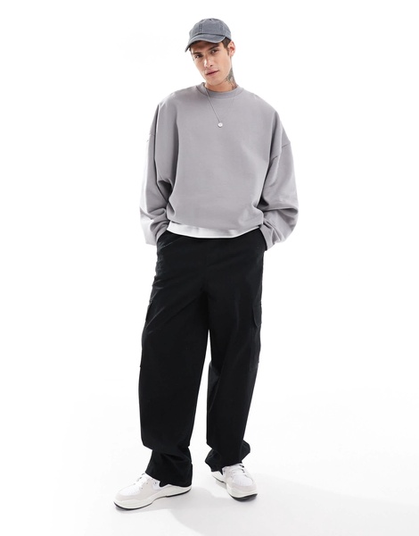 ASOS DESIGN heavyweight extreme oversized crew neck sweatshirt in gray