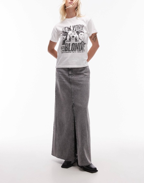 AllSaints Noir denim maxi skirt in vintage black