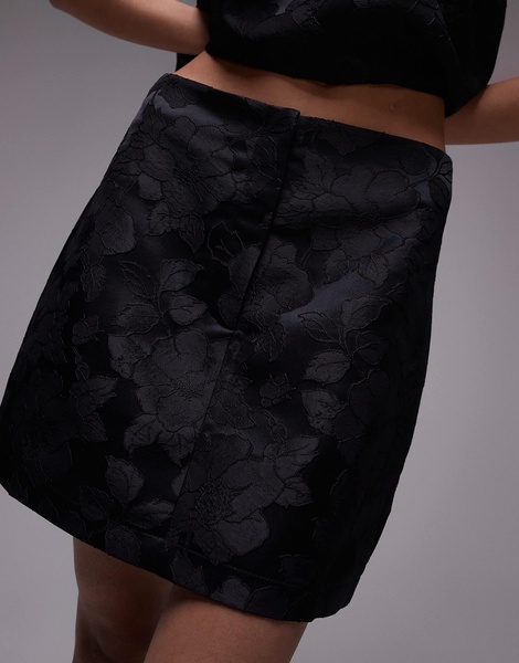 Topshop clean pelmet in black floral jacquard