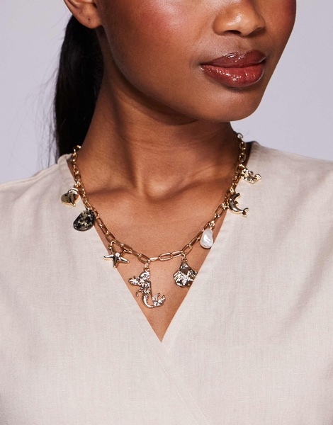 8 Other Reasons mermaid shell charm necklace in gold