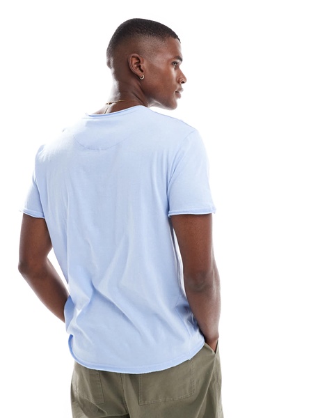 Brave Soul short sleeve T-shirt with raw hem in light blue