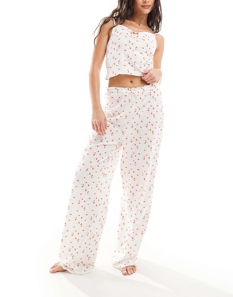 ASOS DESIGN mix & match cherry print  frill edge cami tank top pajama
